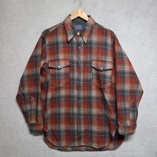 Pendleton Shirt Mens 16 Plaid Wool Flannel Long Sleeve Button Up 70s Vtg EUC