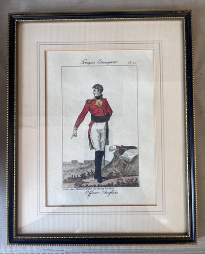 Foreign Troops : English Officer - Framed Antique French Engraving Art Print