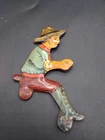 Vintage 1950's Marx Original Tin Litho Farmer Driver Figure Tractor Balky Mule