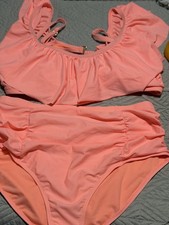 Women s Coral Bathing Suit 3x Top And 2x Bottom