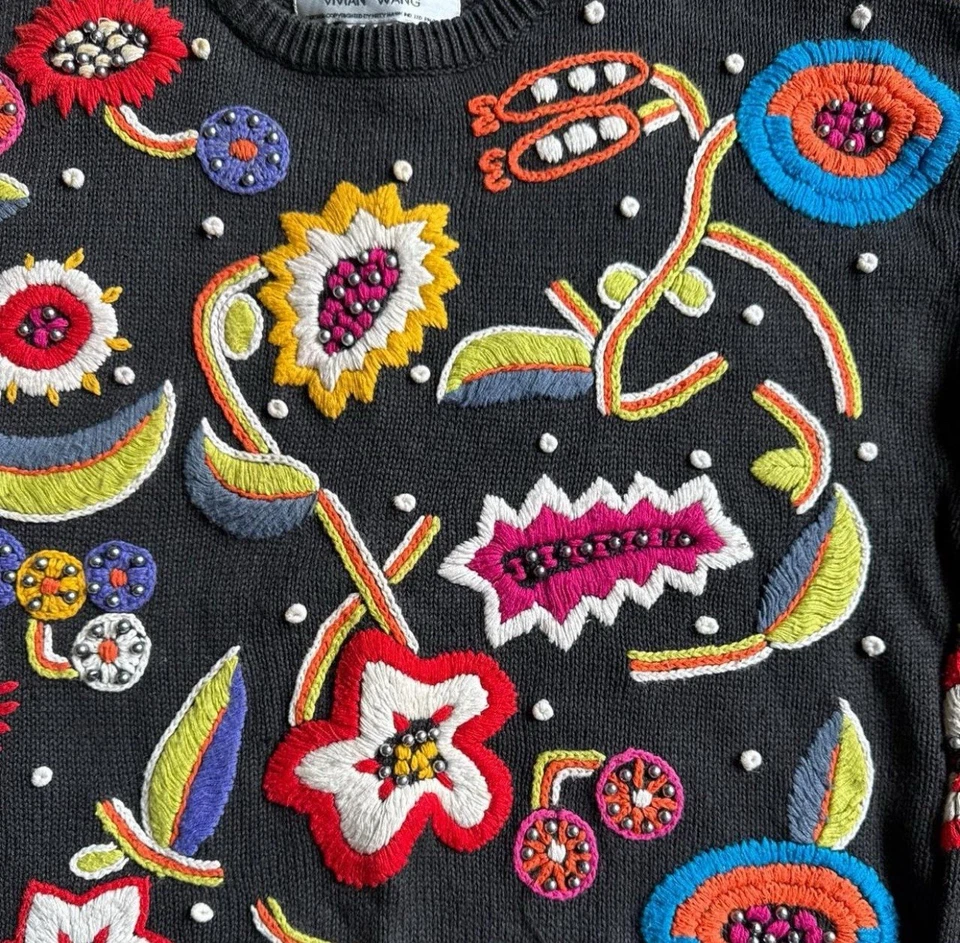 Suéter tejido bordado floral vintage Kitty Hawk de Vivienne Westwood RARO Foto 2 de 4