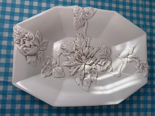 Vintage Red Wing Pottery Magnolia Console Bowl 1323 White Floral  USA