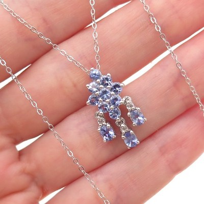 Chuck Clemency 925 Sterlingsilber echter Tansanit weißer Topas Kette Halskette 20''