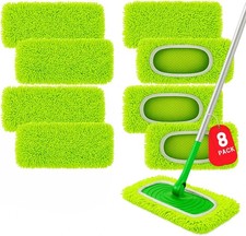 8 Pack Chenille Mop Pads, Reusable Microfiber Mop Refills for 10''  12'' Flat Mop