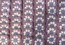 Lot Of 20   4&rdquo; Hand  Crochet Granny Squares Lilac & Lavender /Sweater/Afghan Hat