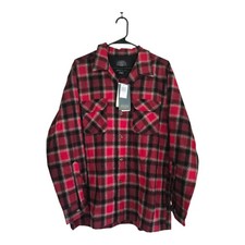 Pendleton Board Shirt Red Plaid Virgin Wool Flannel Button Up USA Men's L NWT