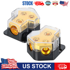 2Pcs Car Audio Splitter Amp Distribution Power 0/2/4 Gauge In 4/6/8 Gauge Out