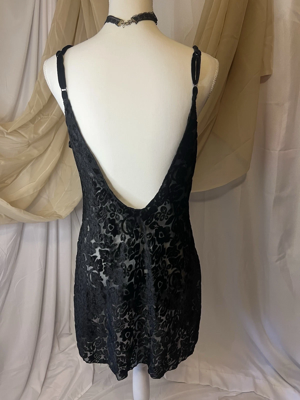 UNDERCOVER Abito vintage anni 90 Victoria's Secret etichetta oro floreale burnout velluto slip gotico taglia M