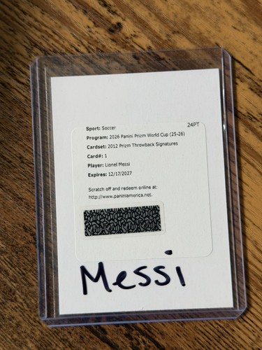 2026 Prizm FIFA World Cup Lionel Messi 2012 Throwback Signature Redemption Auto