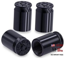 4PCS Bullet Shell Tire Valve Stem Caps, Aluminum Alloy Car 4 pcs Bullet-Black