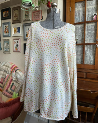 Gudrun Sjoden Off White w/ Blue, Green, Orange Square Polka Dot Sweater XL