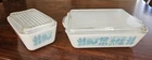 VINTAGE PYREX BLUE AMISH BUTTERPRINT REFRIGERATOR DISHES lot of 2