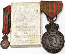 Rare 1850's Imperial France Napoleon I service medal and miniature in award box