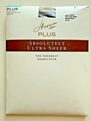 Hanes Plus Absolutely Ultra Sheer Panty Hose Plus Petite Barely Black Style00P29