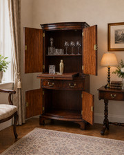 Bevan Funnell Reprodux Mahogany Drinks Cabinet Bow Front Lockable Cabinet