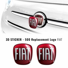 Adesivo Fiat 3D Ricambio Logo Anteriore + Posteriore per 500