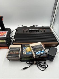 Atari 2600 System Bundle with Console 20 Games Joystick Coaxial Adapter Working
