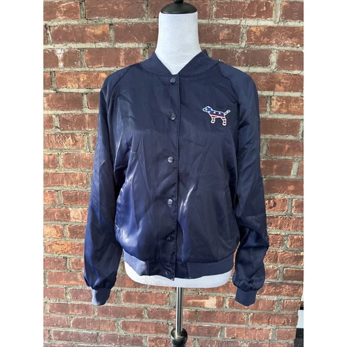 UNDERCOVER CAPPOTTO GIACCA BOMBER RASO VICTORIA'S SECRET ROSA 'MERICA PATRIOTIC USA M