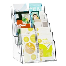 Uimoso Acrylic Brochure Holder 8.5x11 inch 4-Tier Literature Display Stand Rack