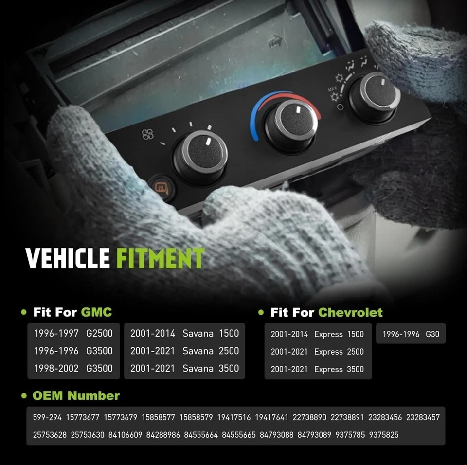 Módulo de control de clima delantero para Chevy Express GMC Savana Safari G3500 1996-2019 Foto 2 de 4
