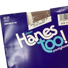 Vtg Hanes Too Sheer Pantyhose Stockings Nylons Size EF Style 116 Little Color