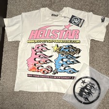 Hellstar Pixel Graphic T-Shirt  White  Crew N...