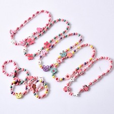 1sets Wooden beaded cartoon animal necklace girl party supply gift 