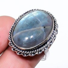 Natural Labradorite Gemstone 925 Sterling Silver Ring Size Adjustable z029