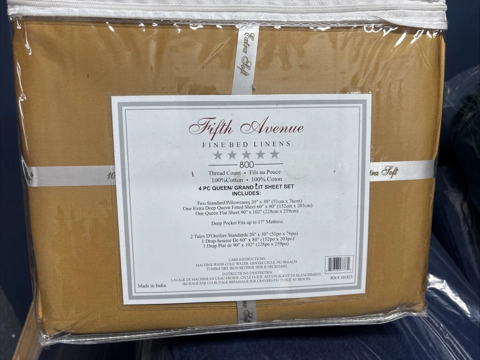 JUEGO SÁBANAS REINA QUINTA AVE.Colección 800 Hilos 100% Algodón DORADO 17 pulgadas Foto 3 de 3