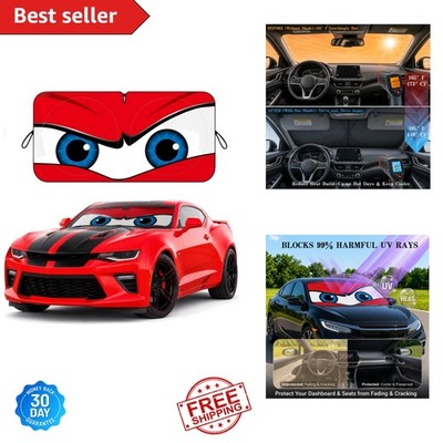 Bold Angry Eye Red Windshield Sun Shade   Fits Most Compact Sedans & SUVs