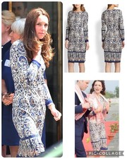 Tory Burch Chrissy Dress Madura Print Royalty Blue uk 6/8 us2 ASO Kate Middleton