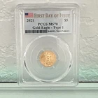 United States Mint 2021 Gold Eagle Type 1 1/10 oz PCGS MS70 First Day of Issue