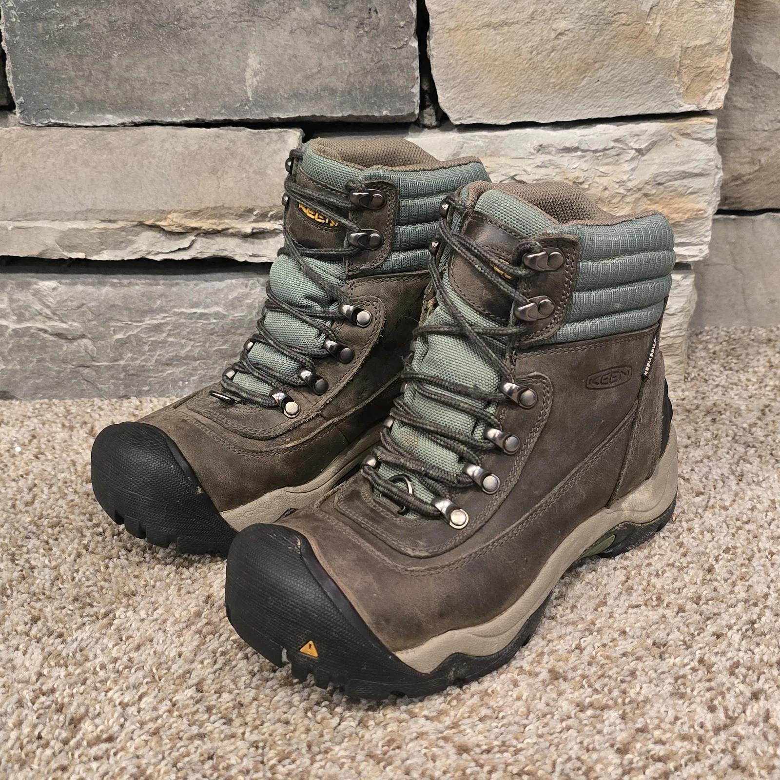 Keen Revel III Hiking Boots Womens 7 Leather 200 g Insulated Brown Green