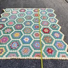 Vintage Handmade Grandmother's Flower Garden Quilt Scalloped Edge 90x87 Cotton — photo 4