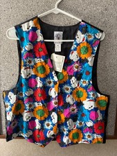 New Vintage Disney Mickey Co Floral Mouse Vest Women's Medium Disney