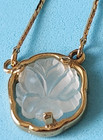 Vintage Napier Gold Tone Herringbone Chain Necklace Frosted Clear Crystal Rose — photo 8