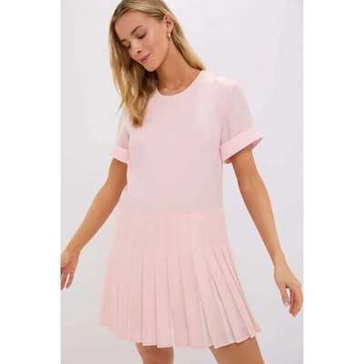 Tuckernuck NWT Womens M Ballet Pleated Jersey Liza Dress Light Pink Drop Waist