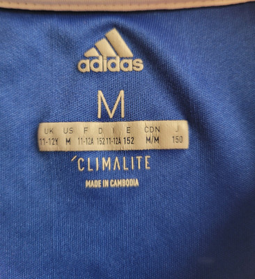 adidas Youth Soccer Jersey Blue Short Sleeve Shirt, Size M (11-12Y)