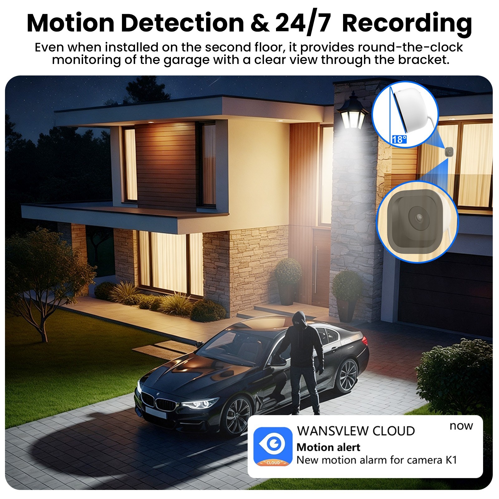 Wansview Window Camera Security Camera 2.4G WIFI Indoor Camera 24/7 Recording