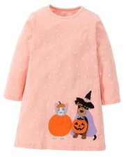 Girls Cartoon Dress Applique Party Dresses Casual Jersey 4T Pumpkin stars