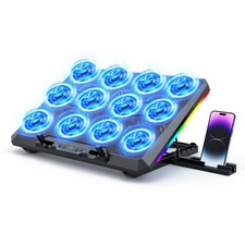 Trullypine Laptop Cooling Pad with 12 Quiet Fans, Slim Portable 12 Fan RGB
