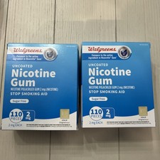 2 Boxes of WALGREENS NICOTINE GUM 2MG ORIGINAL- Total 220 PCS - Exp 08/2027