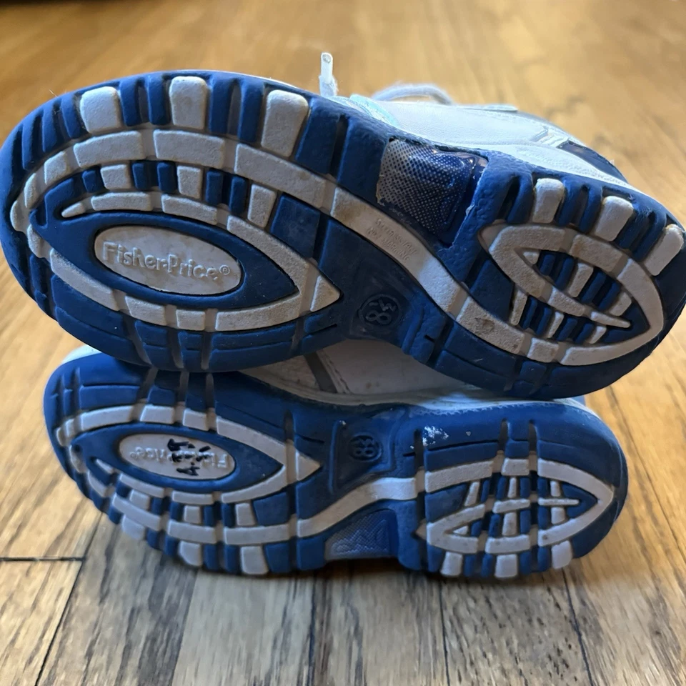 2001 Fisher-Price 运动网球鞋 男女皆宜的 8.5 白色 蓝色 复古运动鞋 — 第 4/4 张图片
