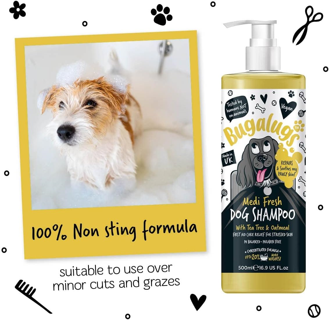 Dog Shampoo for Itchy Skin by Bugalugs Antibacterial And Antifungal