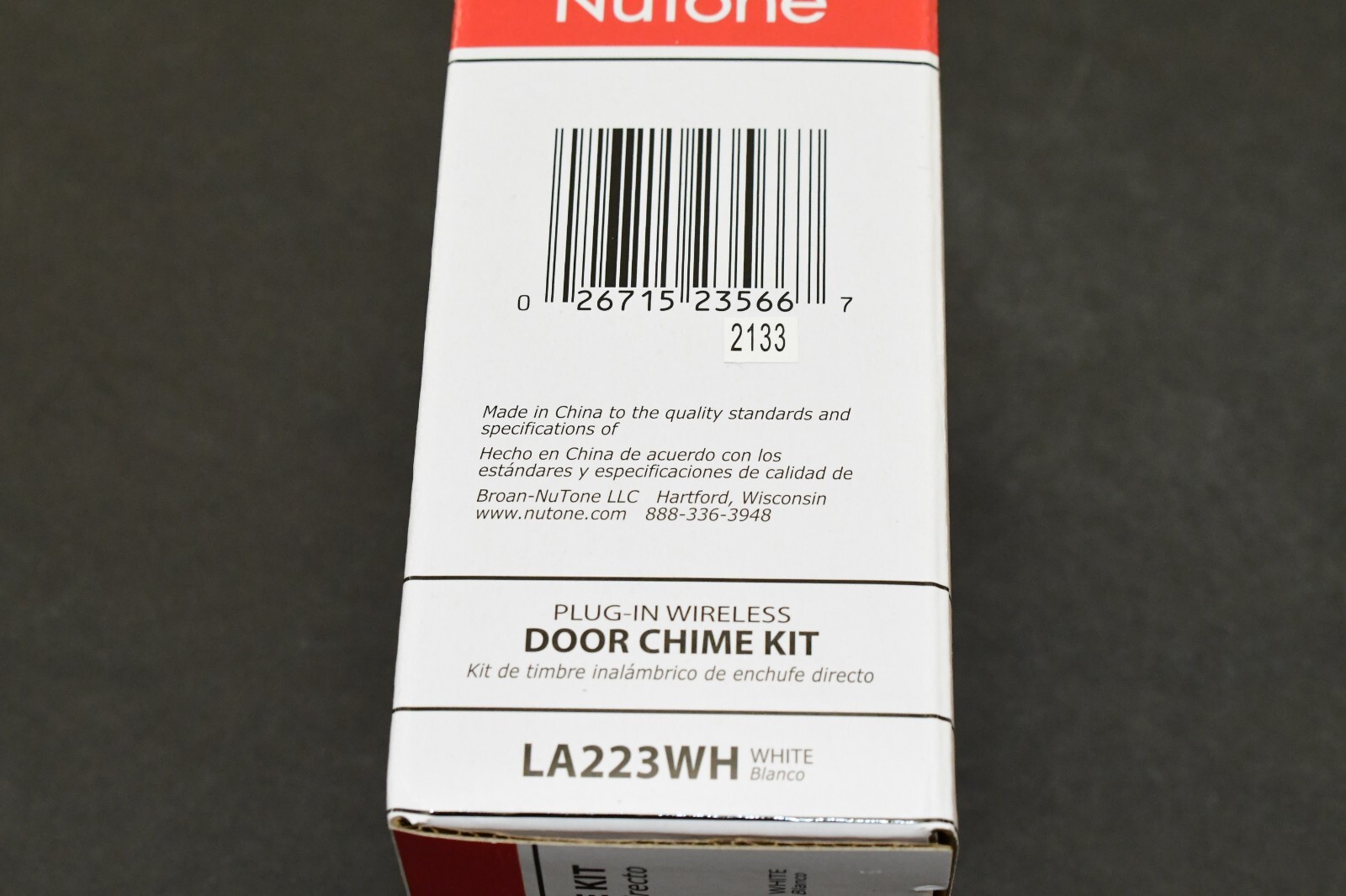 NuTone Plug-In Wireless Chime Kit - Model LA223WH - WHITE 3-Doors Door Bell