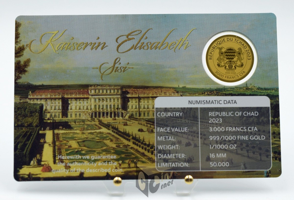 Sisi - Empress Elisabeth 1/1000 Oz 999 Gold Coin 3000 Francs Chad