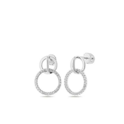 1Ctw Round Cut Lab Created Diamond Drop/Dangle Earrings 14K White Gold Plated - Picture 2 of 8