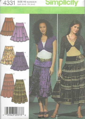 Women's Gypsy Layered Skirt Sewing Pattern UNCUT Size 6-14 Ruffle Western Style