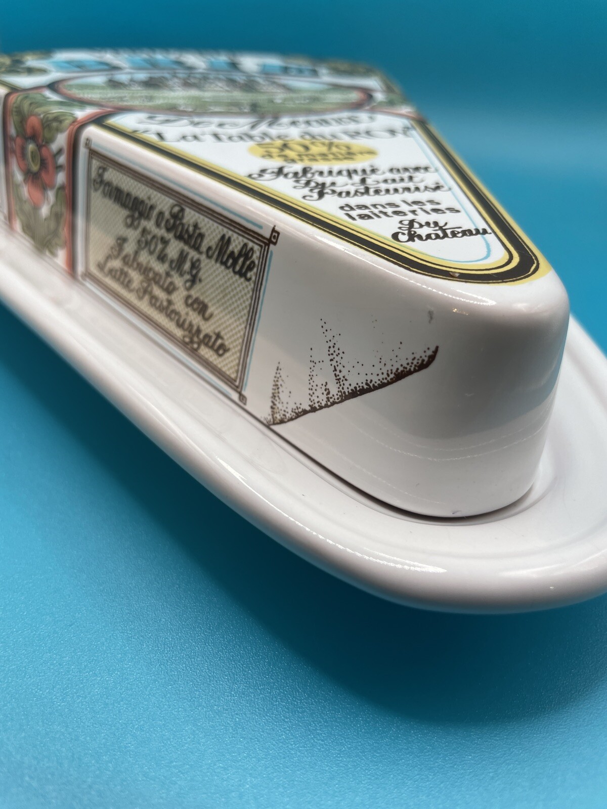 Estello Veritable Brie Pottery Cheese Holder Lidded Tray Made In France 2 pc