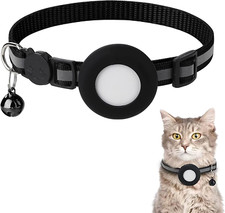 Airtag Katzenhalsband Mit Sicherheitsverschluss Glocke Reflektierend GPS Tracker